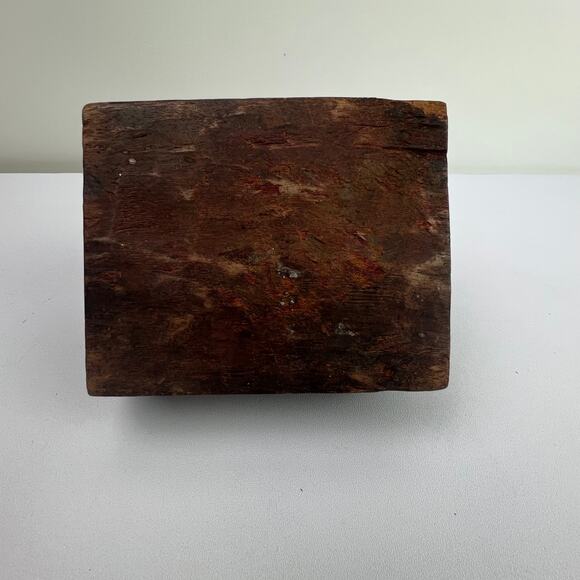 Vintage Nepalese Shaman Ritual Box Hand Carved Wood Pyramid Lid 4in Slide Top - Picture 14 of 16